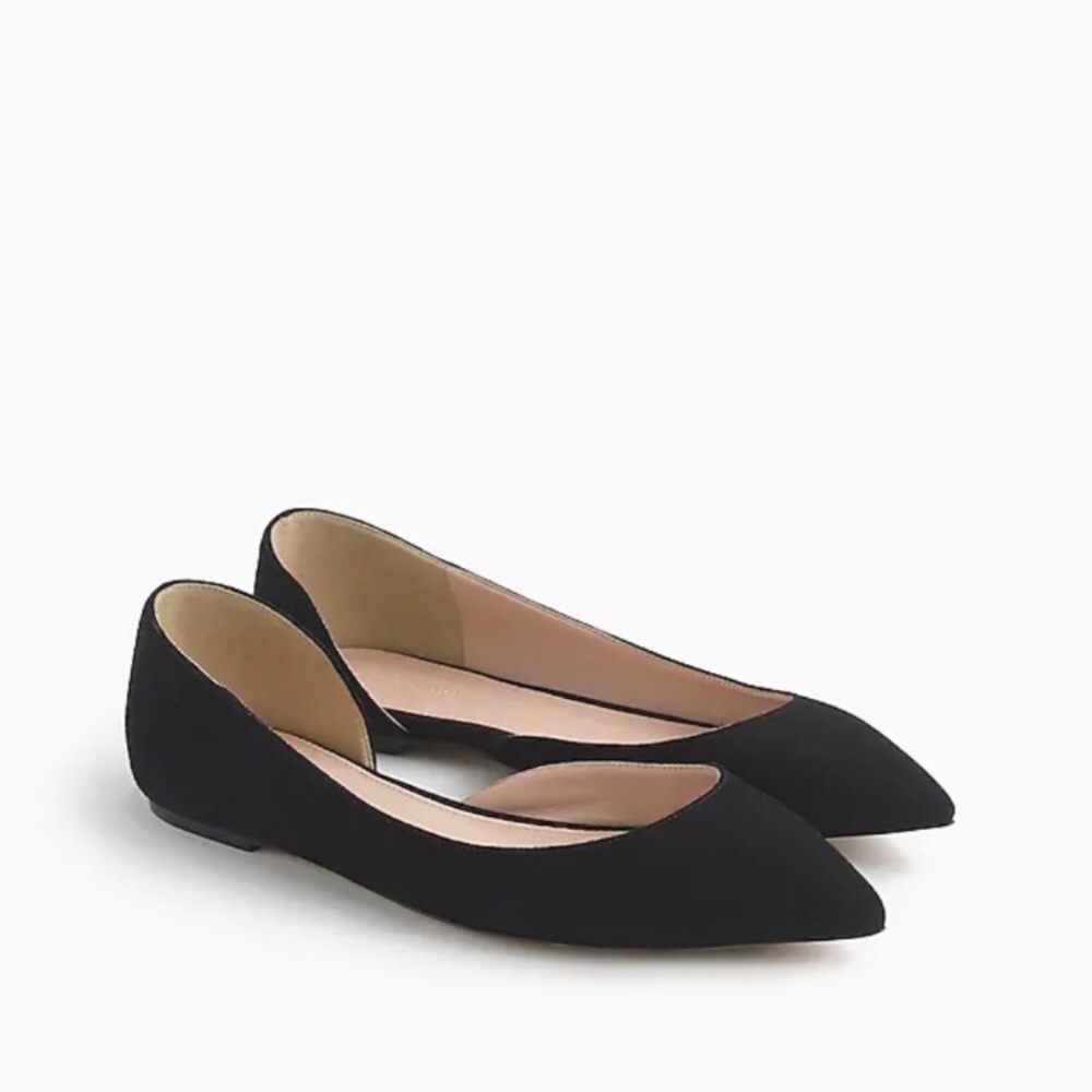 J Crew Audrey Flats in Black Suede, Sz 9